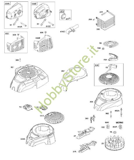 C - Alloggiamento ventola, impianto gas di scarico, volano, motore di avviamento a cavo B&S - 10 €¦ 100802-0126-B8 brand Stihl